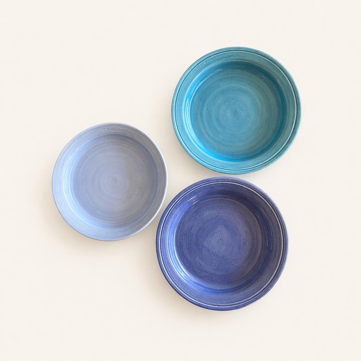 Trio de Pratos Azuis