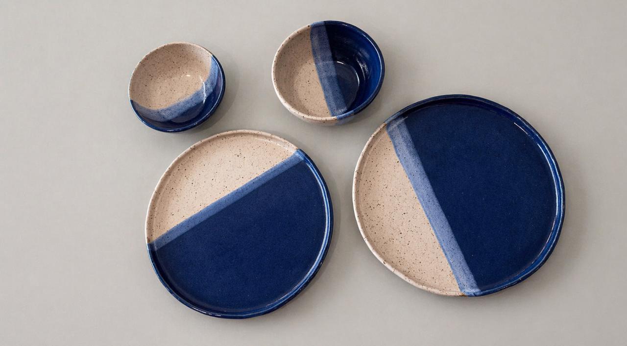 Conjunto Pratos e Bowls Bicolor