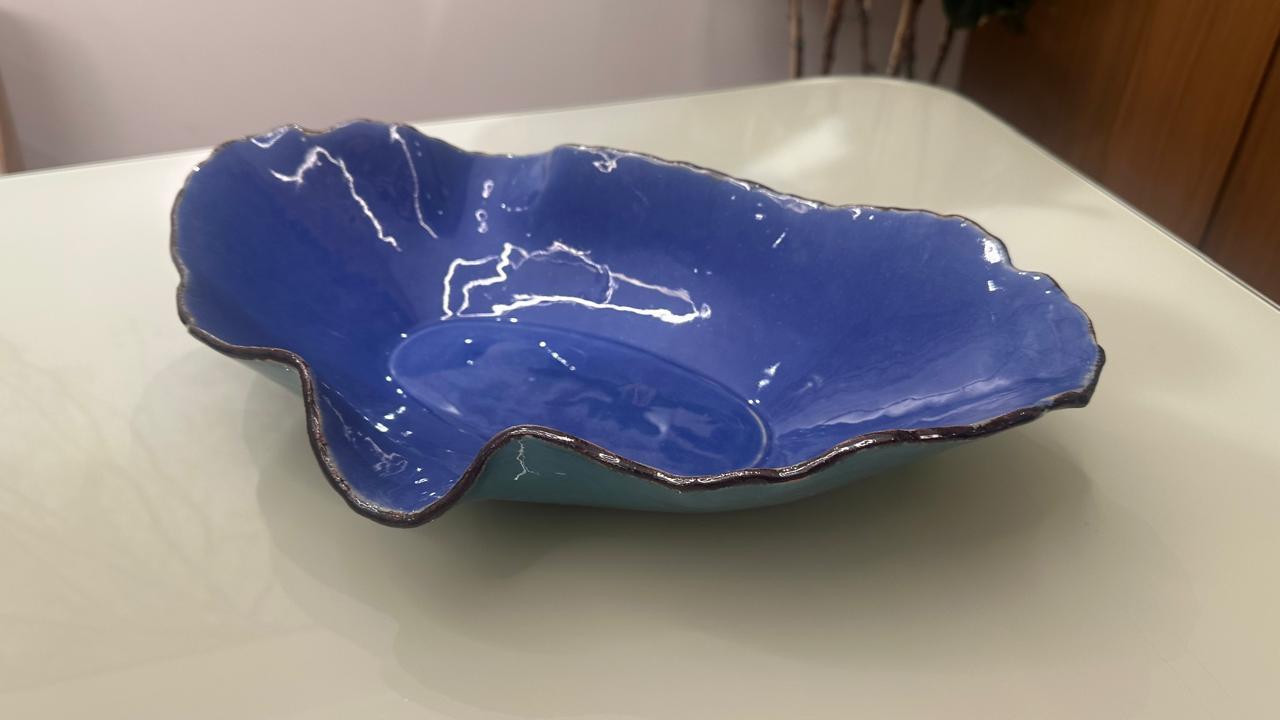 Travessa orgânica azul